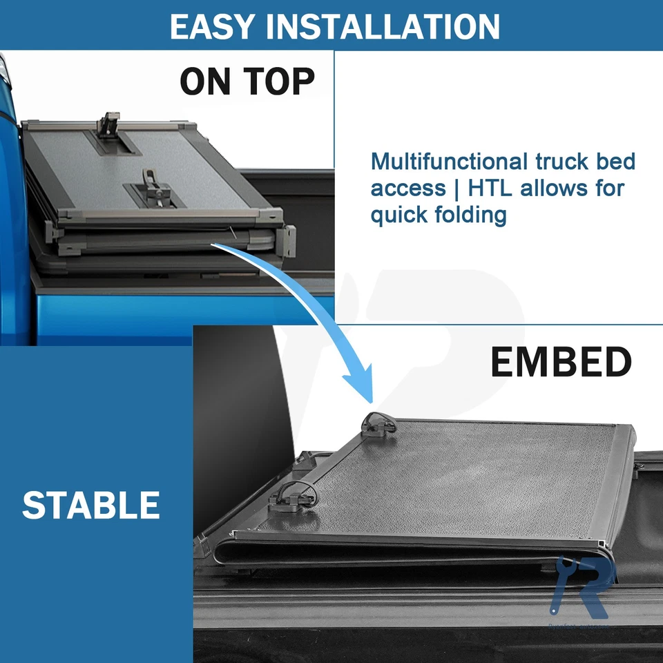 Low Profile Hard Tri Fold Tonneau Cover FOR Chevrolet/GMC 1500 2019-2024 6.5FT Foto 3 de 4