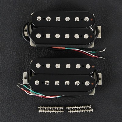 FLEOR Alnico 5 Humbucker Electric Guitar High Output Pickup N+B 14-15K Set Black