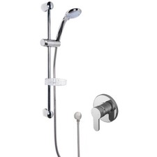 Image of Nuie Arvan Round Manual Concealed Shower Valve with Slider Rail Kit - Chrome