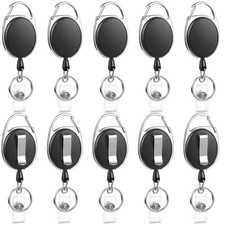 10 Pack Badge Reels Retractable ID Badge Holder with Carabiner Heavy Duty Bad...