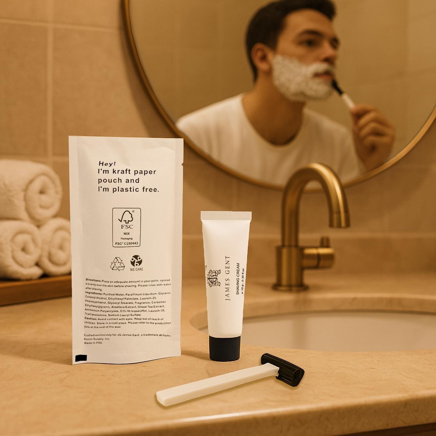 Gent Disposable Shaving Razor and Cream Single Use Shaving Kit Travel Size