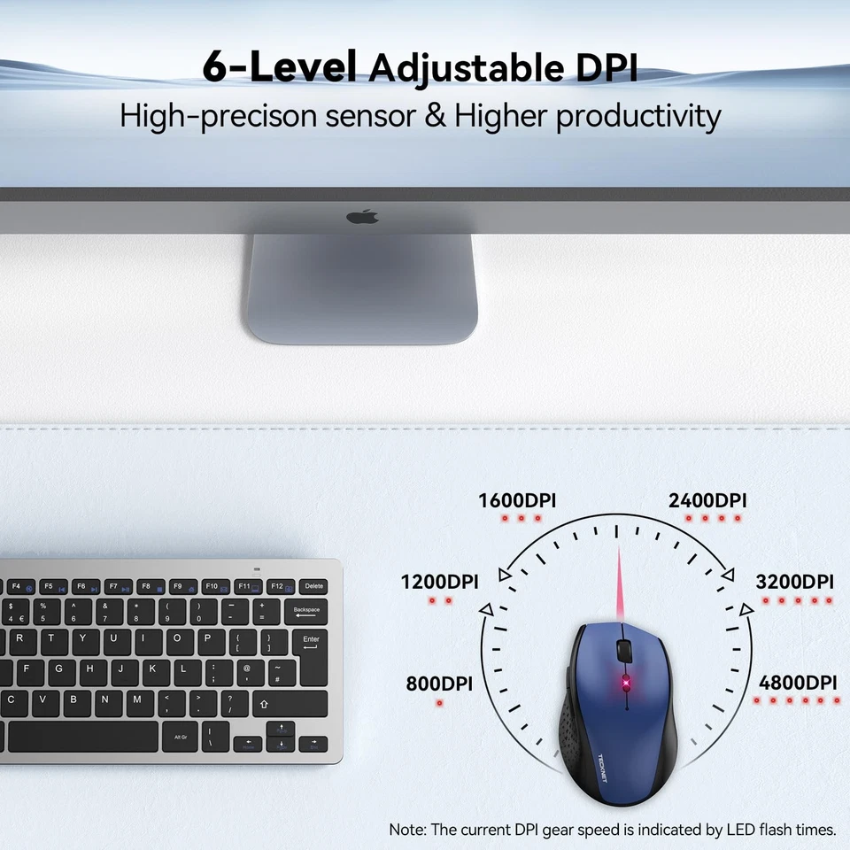 Tecknet Wireless Mouse Adjustable Dpi 6 Buttons 30 Months Battery Life Ergono... - Image 4 of 4
