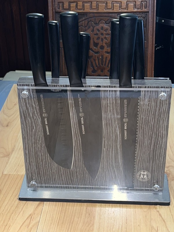 Schmidt Brothers Jet Matte Black 7 Pc. Knife Set In Magnetic Block / Stainless