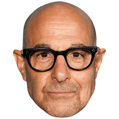 Stanley Tucci (Brille) Promi Maske, flaches Kartengesicht, Kostüm Maske