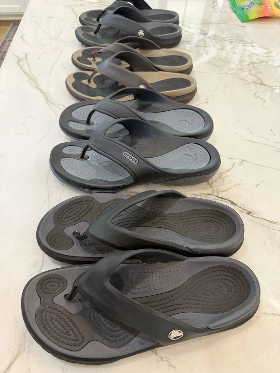 CROCS Mens Charcoal Flip Flops Thong Sandals Shoes Sz 10 Crocs Men main image 2