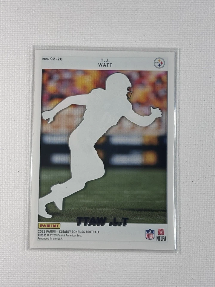 2022 Panini Clearly Donruss ~ T.J. Watt ~ 1992 Retro ~ 92-20 ~ Steelers - Image 2 of 3
