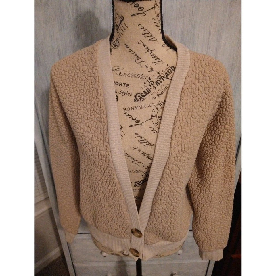 GB Cárdigan Suéter de Piel Sintética Tostado Pequeño Y2K Clásico Acogedor Foto 3 de 4