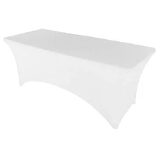 6FT Spandex Tablecloth | Rectangular Patio Table Cover for Event, parites White