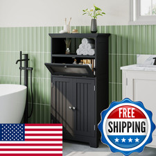 Choochoo Freestanding Bathroom Cabinet Flip Glass Drawer 2 Doors Adjustable