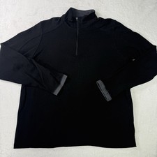 IBEX Sweater 1/4 Zip Pullover Mens Size Large Black 100% Merino Wool Made in USA