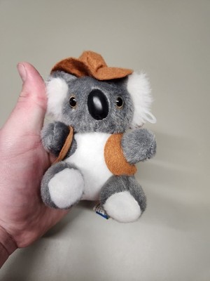 Koala Plush Stuffed Animal Souvenir Australia Hat Vest Charm Gray Small