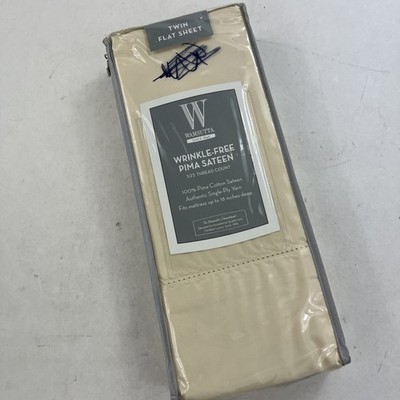 NEW Wamsutta Wrinkle Free Pima Sateen 525 Thread Count Twin Flat Sheet Ivory