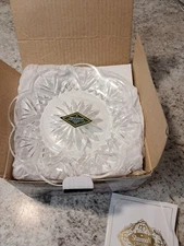 Godinger Dublin Shannon Crystal Set of Four Canape Plates 5" Diameter - New