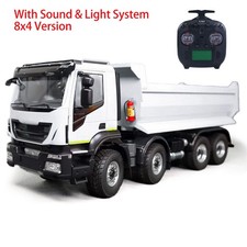 Dumper idraulico radiocomandato 1/14 metallo 8x4 2 velocità telecomando ribaltabile modello auto