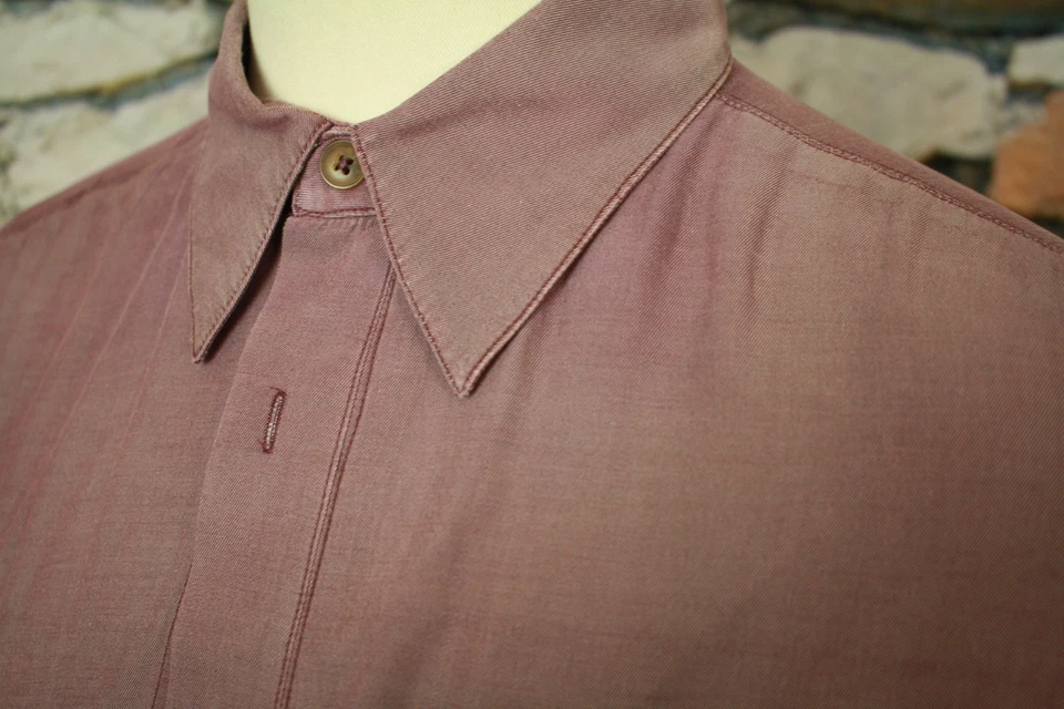 CYPRESS COVE Men’s Designer Shirt Silk Cotton Blend Mauve Rose Color Flap 2XL - Image 2 of 4