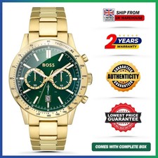 Image of New HUGO BOSS HB1513923 Allure Gold Green Stainless Steel Mens Chronograph Watch