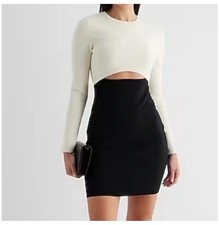EXPRESS BRAND - CUTOUT MINI DRESS_ Color (BLACK) _ BODY CONTOURING 