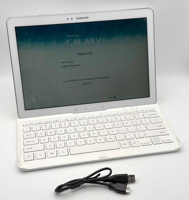 Samsung Galaxy Tab PRO SM-T900 32GB 12.2in Tablet & Keyboard Stand White, Tested