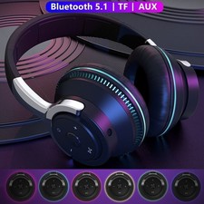 Wireless Bluetooth Headphones Over Ear LED Headset Stereo Noise Cancelling NEW