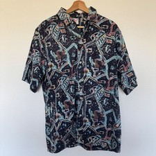 Vintage Go Barefoot Shirt Mens Large Colorful Fish Hawaiian Button Up Aloha USA