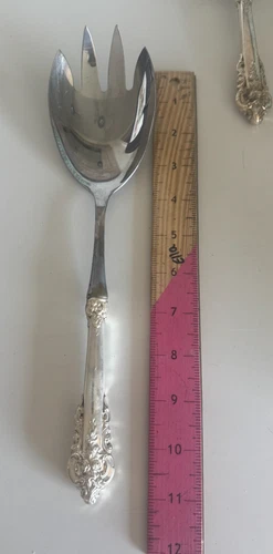 Wallace Grand Baroque Sterling Silver Serving Fork with Stainless Steel Prongs