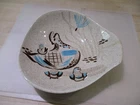 Red Wing Vtg Bob White Hand Painted USA Vegetable or Fruit Lugged Round Bowl 8”