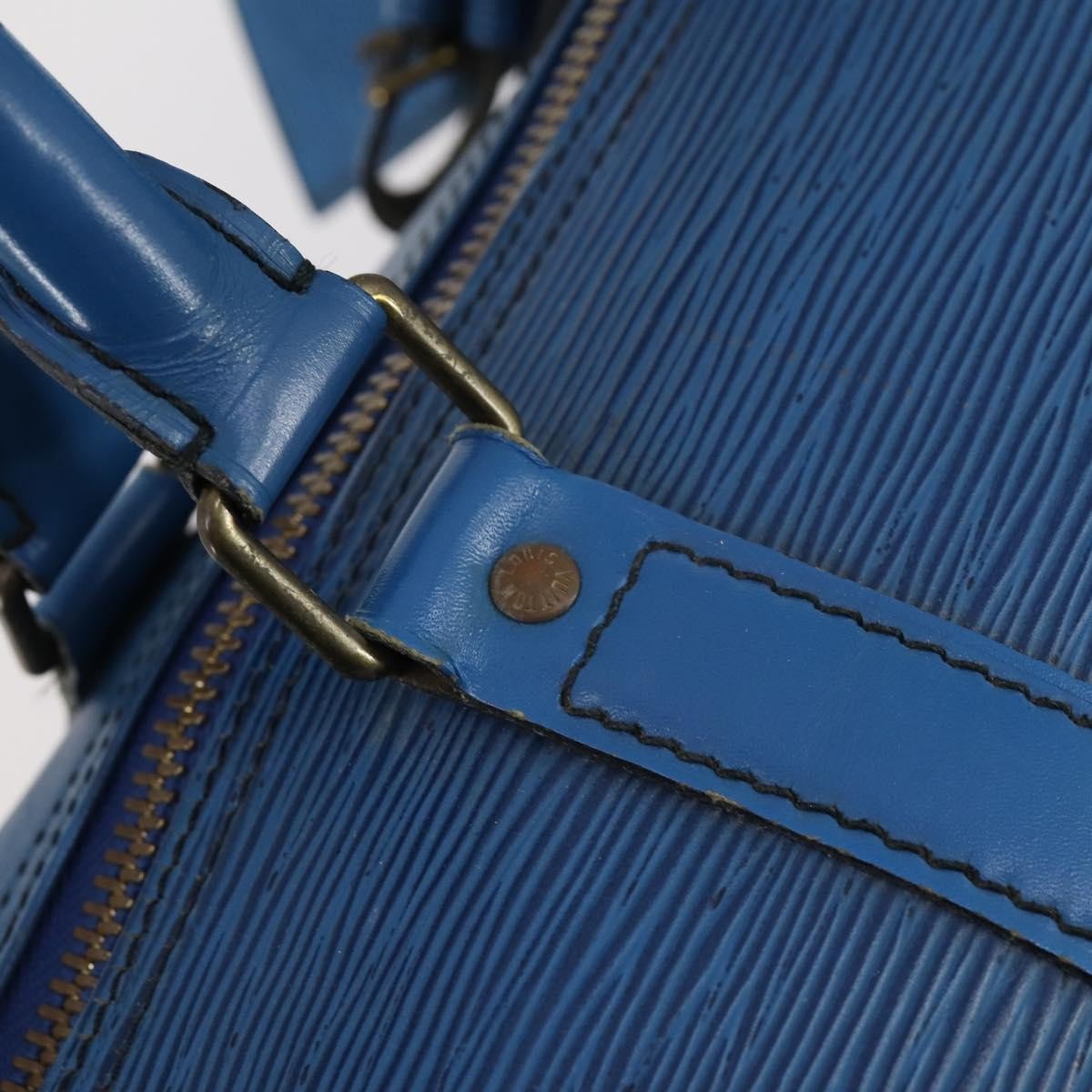 LOUIS VUITTON Epi Keepall 45 Boston Bag Blue M42975 LV Auth