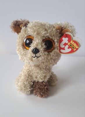 Ty Beanie Boo s Rootbeer Dog Plush Brown Tan Glitter Eyes w/ Tag Birthday Dec 26