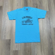 Vintage Columbia Firemen's Muster Shirt Mens Medium Screen Stars Best USA 80s