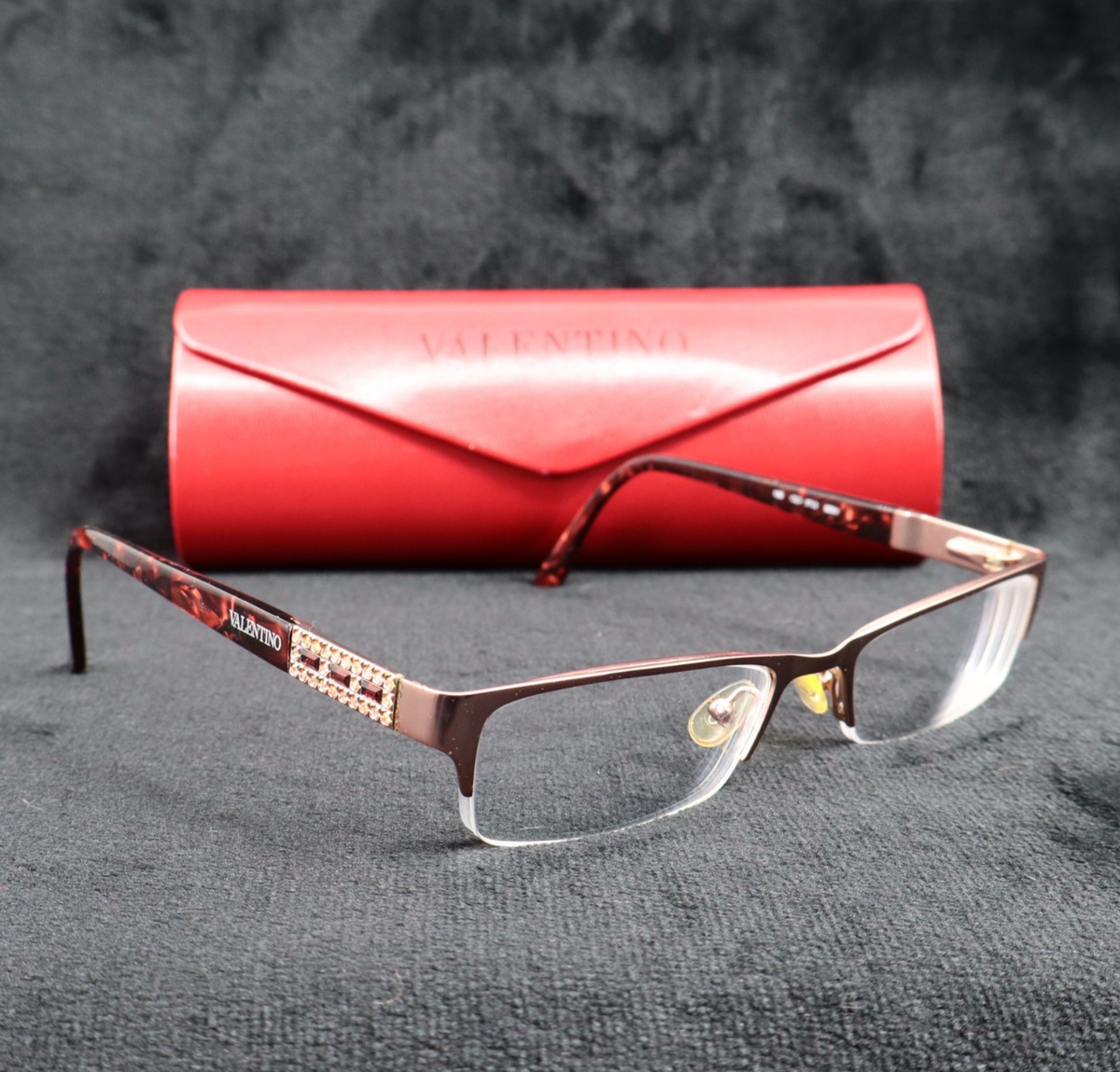Valentino 5712 0ZX1 Eyeglass Frames Burgundy Tortoise Rhinestone