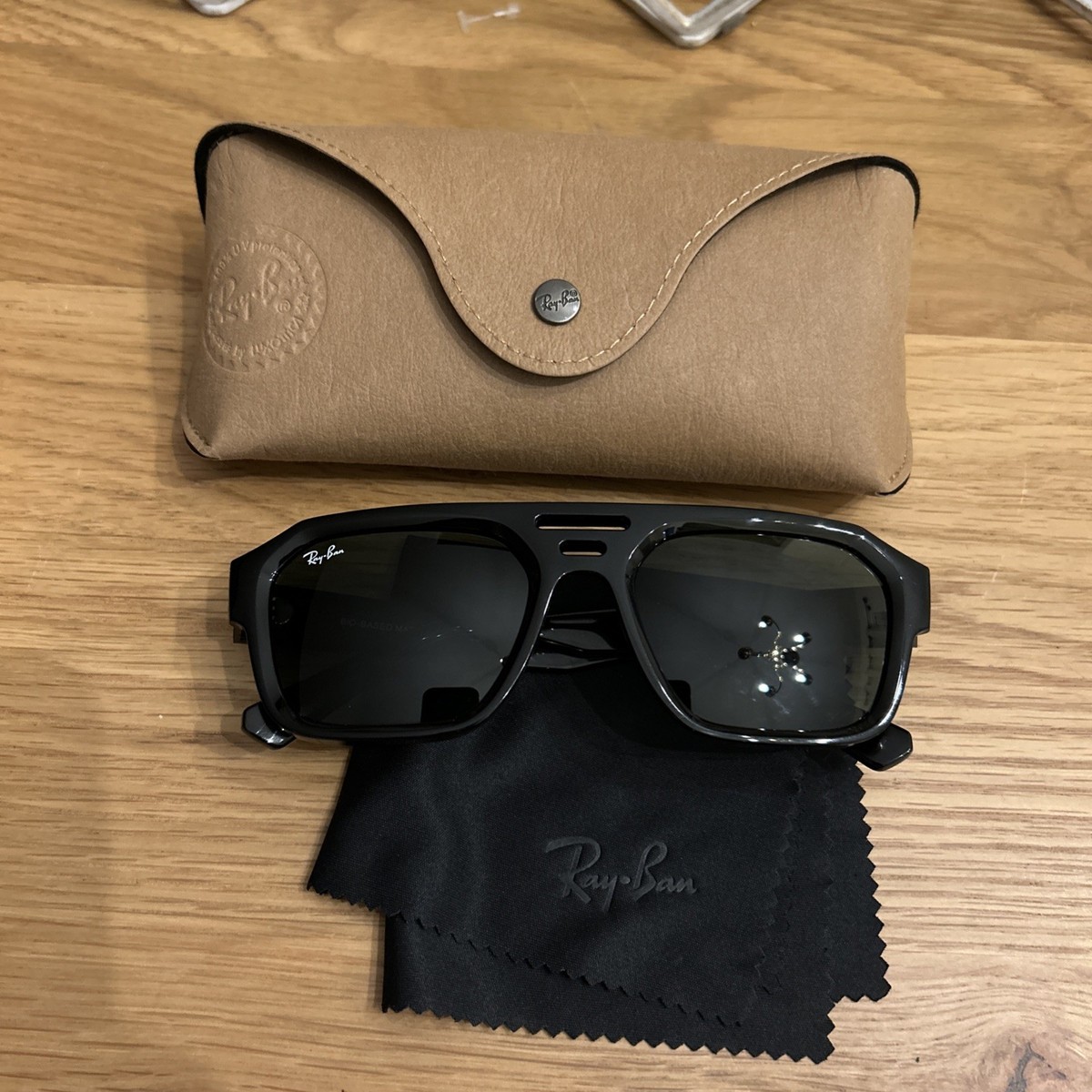 Ray-Ban RB4397 Corrigan Sunglasses Polished Black/Green, 54 