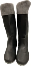 Butterfly Twist Foldable Rain Boots Size 6 US 36 EU- Preowned Black/Gray