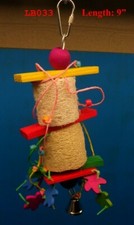 LB033 BLOCKS KNOTS LOOFAH COLORS BELL9" BIRD TOY PARROT CONURE TIEL KEET