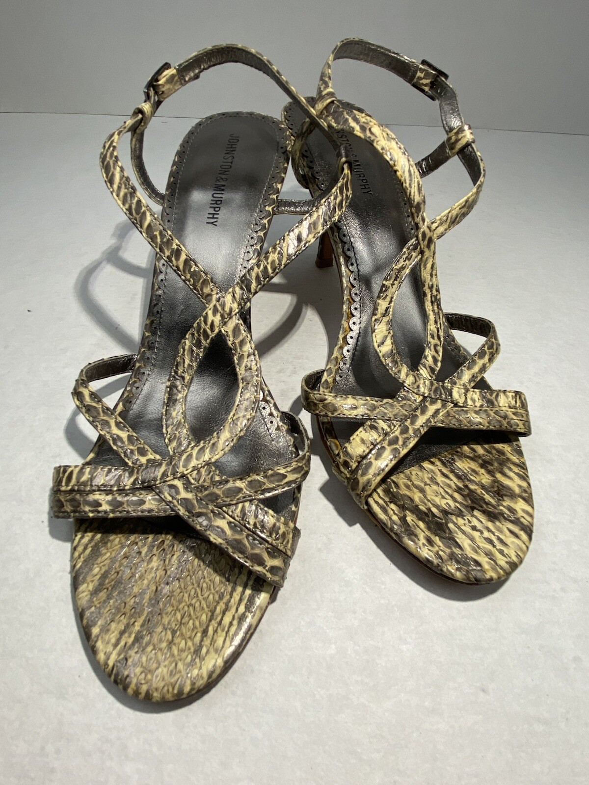 Johnston Murphy Python Kitten Strappy Heels  8.5 M - image 1