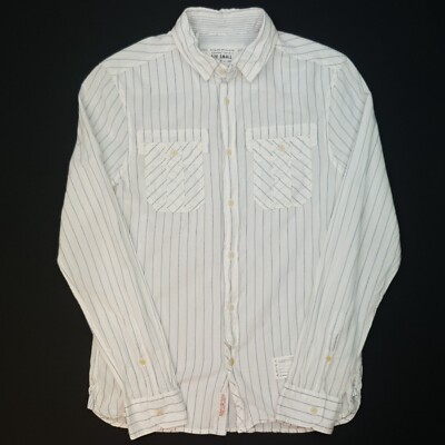 AllSaints Hemd Small Herren Slim Fit gestreift weiß Langarm Utility Worker sehr guter Zustand