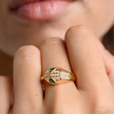 1 ctw Lab Created Emerald Diamond 14k Yellow Gold Plated Snake Engagement Ring