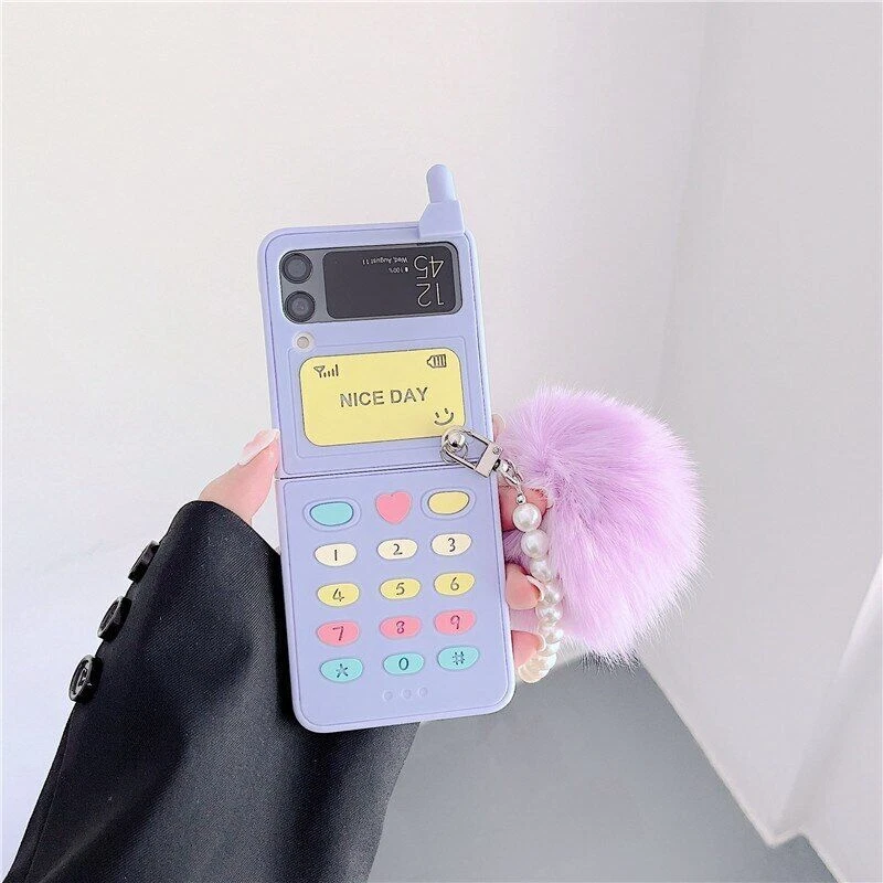 3D Mobile Phone Model Case Fr Samsung Galaxy Z Flip 4 3 Fur Bracelet Hard Cover - Image 3 of 4