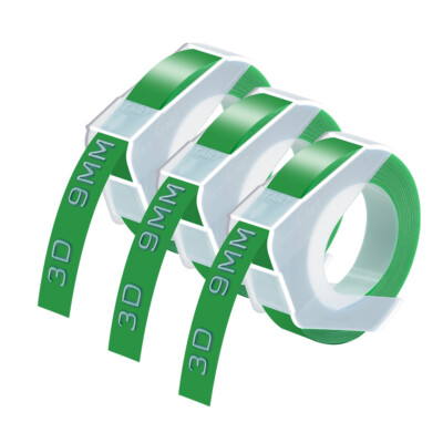 3PK White on Green 3D Embossing Tape For Dymo Organizer Express Pro Label Maker 