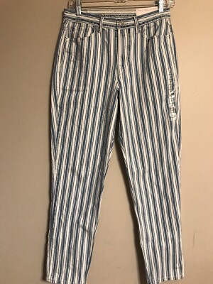 NWT AMERICAN EAGLE Mom Jean Sz 2R Hi-Rise Blue Stripe #346901