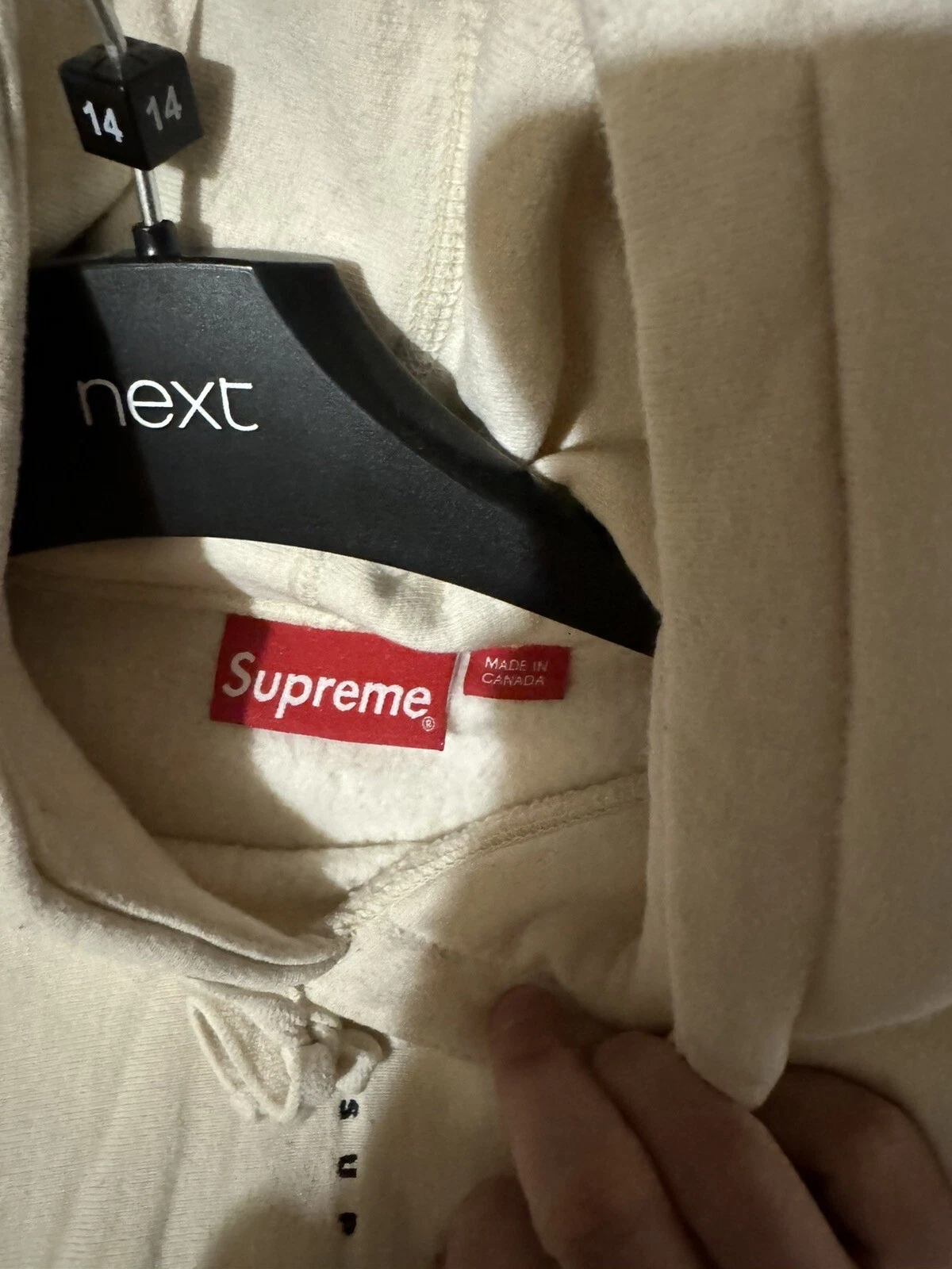 Felpa con cappuccio Supreme Small logo verticale panna taglia media