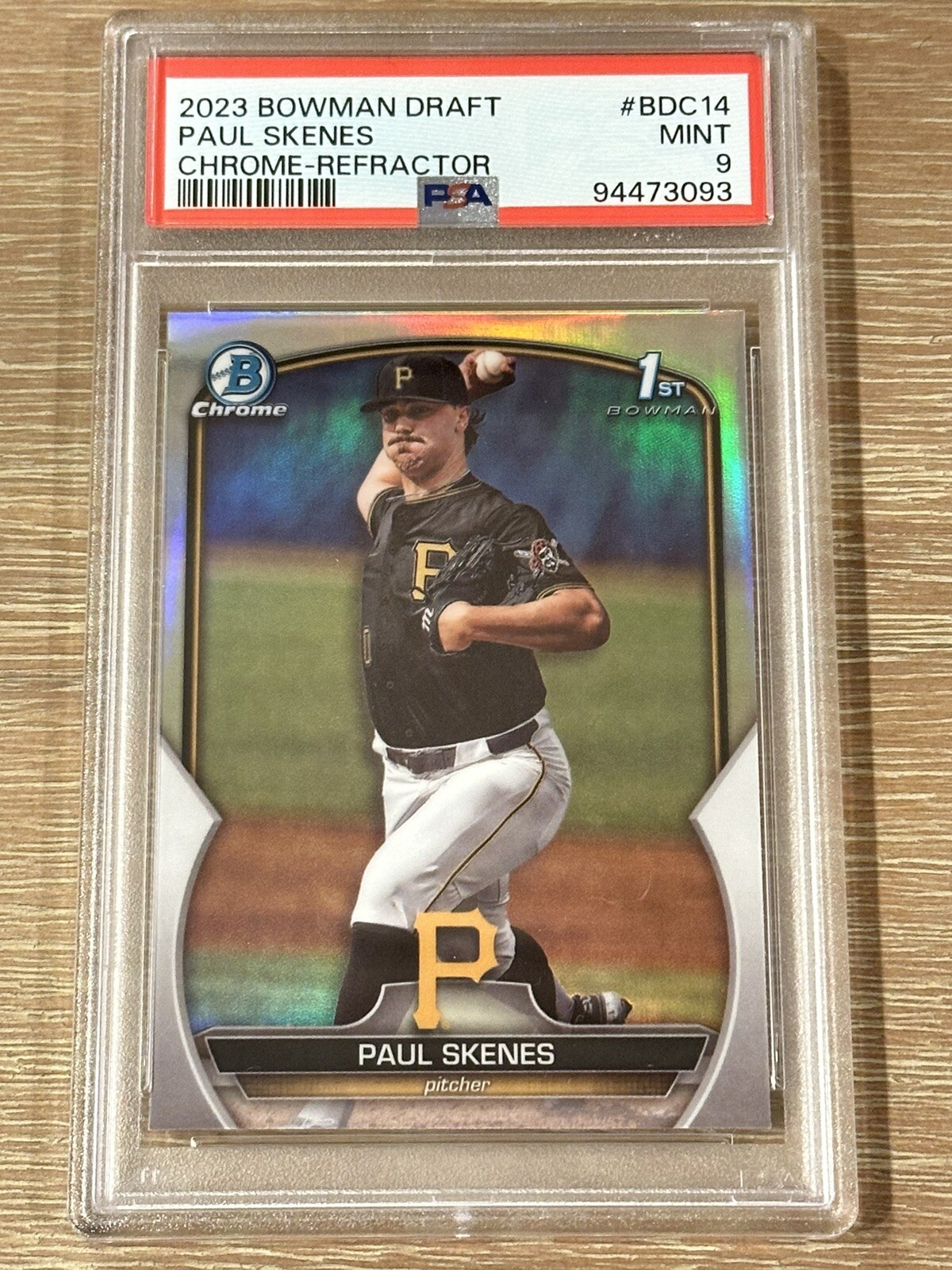2023 BOWMAN DRAFT CHROME-REFRACTOR #BDC14 PAUL SKENES ROOKIE RC PSA 9