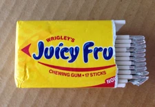 Vintage Wrigley’s Juicy Fruit Chewing Gum 17 Ct. Pack Open Container