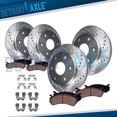 Front & Rear Drilled and Slotted Rotors Ceramic Brake Pads for Entourage Sedona