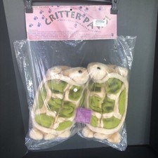 Turtle Critter Paws Slippers Vintage New In Original Package Size Large