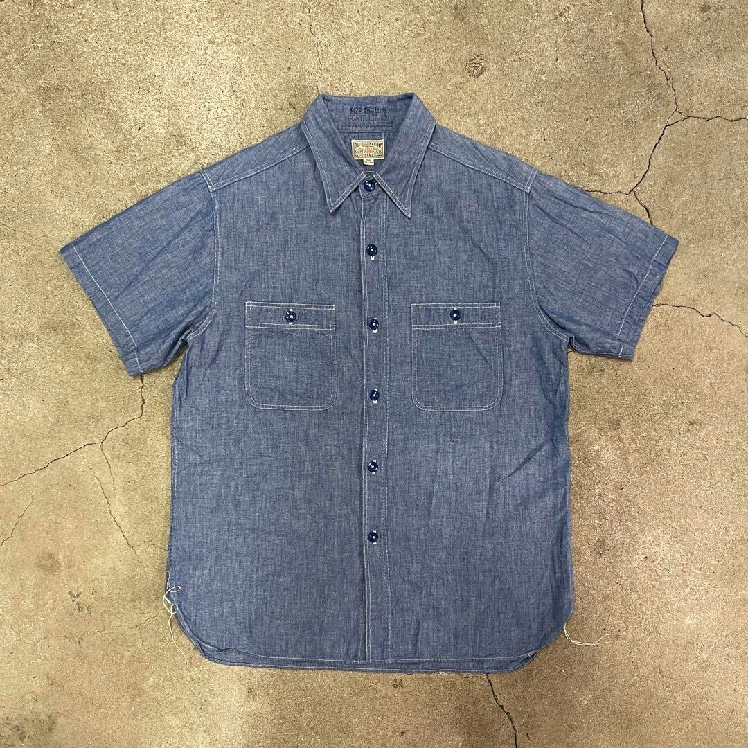 BUZZ RICKSON'S BLUE CHAMBRAY WORK SHIRTS SHORT SLEEVE Size M