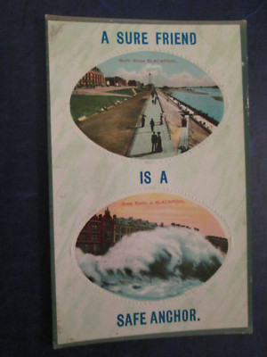 AK - ''Ein sicherer Freund ist ein sicherer Anker'' Blackpool, Duo-Ansicht 1912 verschickt