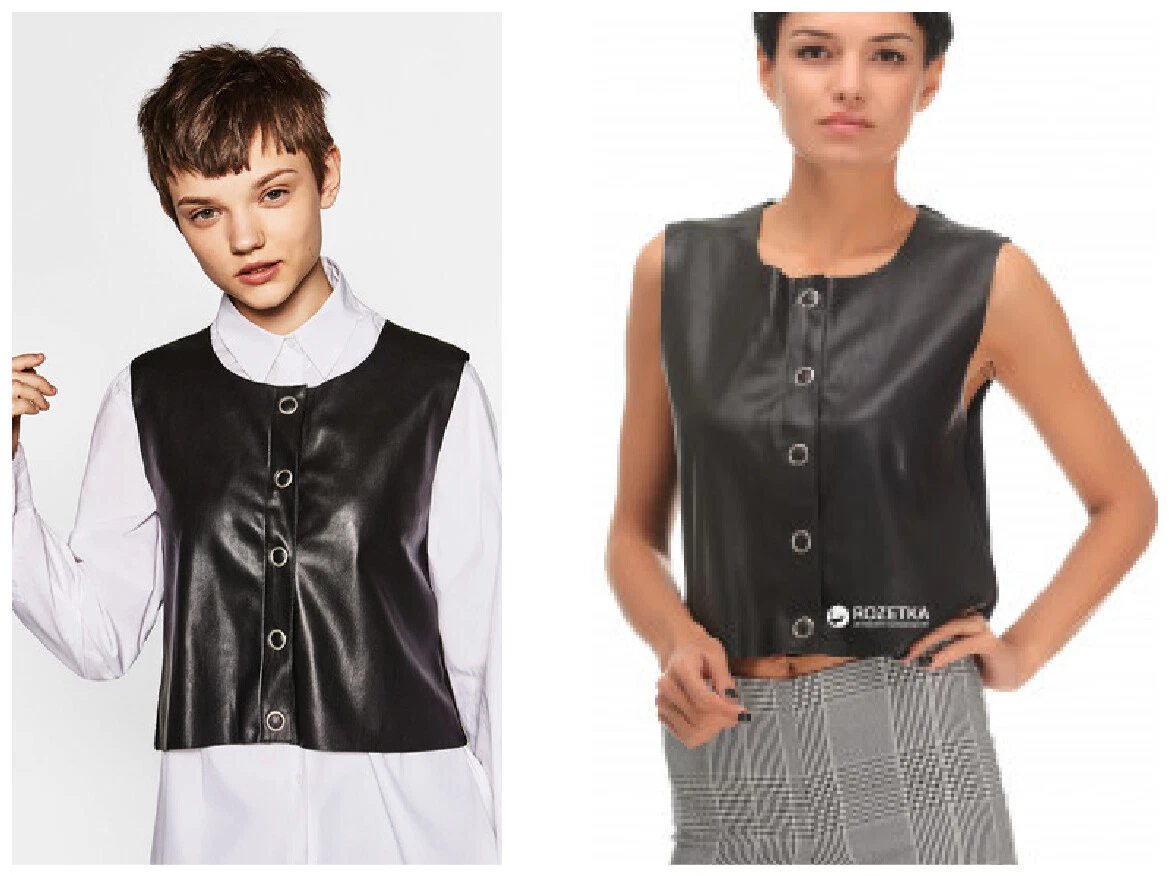 black leather vest zara