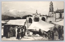 RPPC Amecameca Market And Iztaccihuatl Volcano Trimmed A6688