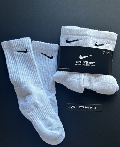 Nike Everyday White Cushioned Cotton Socks Small Junior Children Woman’s Kids - Picture 3 of 8