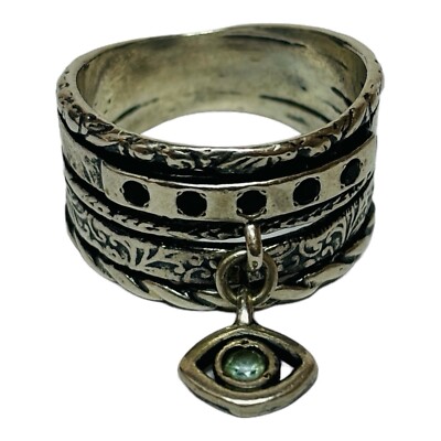 Didae Shablool Sterlingsilber Evil Eye Hänger Charm Ring Größe 10,25 - 0,27